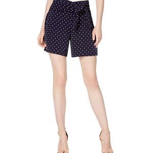 Bar III Midnight Dots‎ Polka Dot Tie Waist High Rise Shorts Size 6 NWT